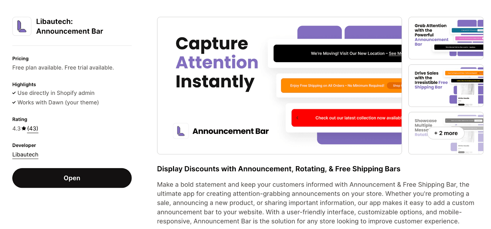 Make a bold statement and keep your customers informed with Announcement & Free Shipping Bar Shopify app
